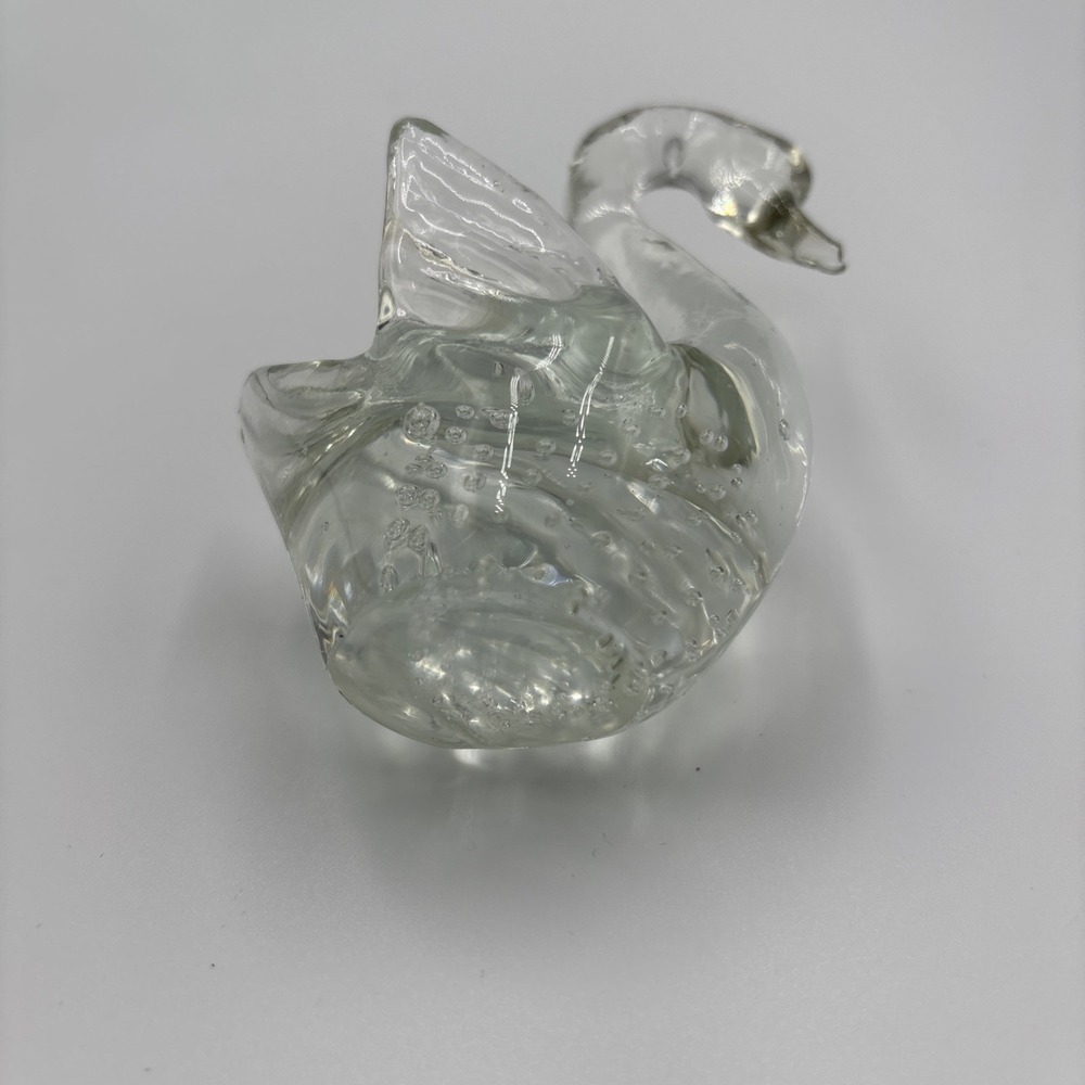 Art Glass Swan Paperweight Clear Figurine Animal Collectible‎ Decor ~ 4" Tall - Picture 5 of 9